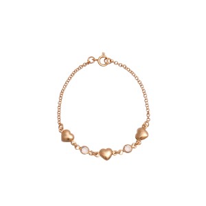 Pulseira Corações com Bolinhas Cravejadas Infantil