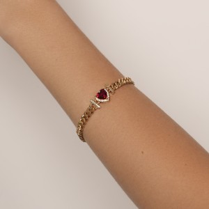 Pulseira Grumet Coração Cravejado