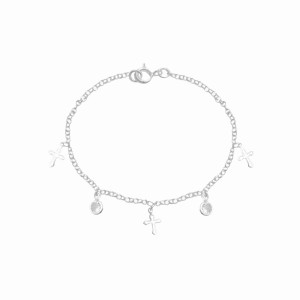 Pulseira Cruz com Bolinhas Cravejadas Infantil